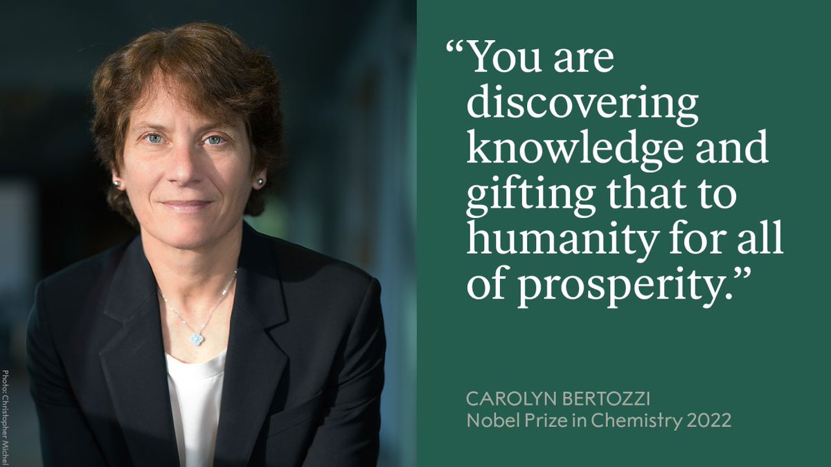 A personal message from 2022 chemistry laureate Carolyn Bertozzi to all young researchers on why to aspire for a career in science: 

”I would want to share with them how a life in science is incredibly rewarding. It is rewarding because it is creating."

#NobelPrize