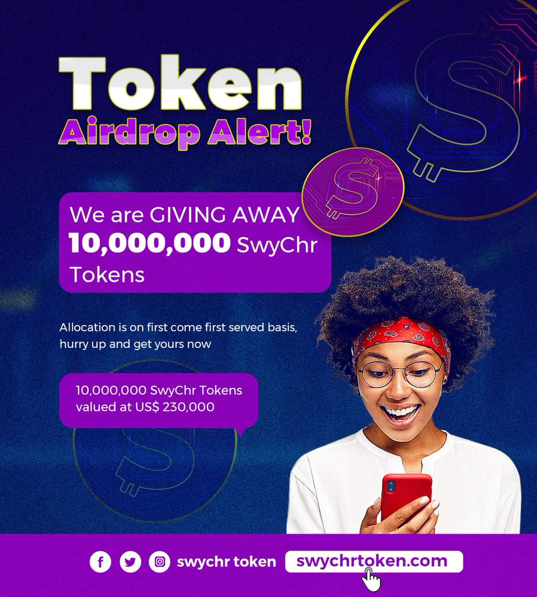 🚀 Exciting News!

The SwyChr Token (SCT) Airdrop is LIVE! 🎉

Claim your share of 10,000,000 SCT tokens worth $230,000. Don’t miss out – earn up to 10,000 SCT just by completing simple tasks. 

First come, first served! 

⏳ Link: swychrtoken.com/sct-airdrop/
.
.
.
#swychr #scttoken