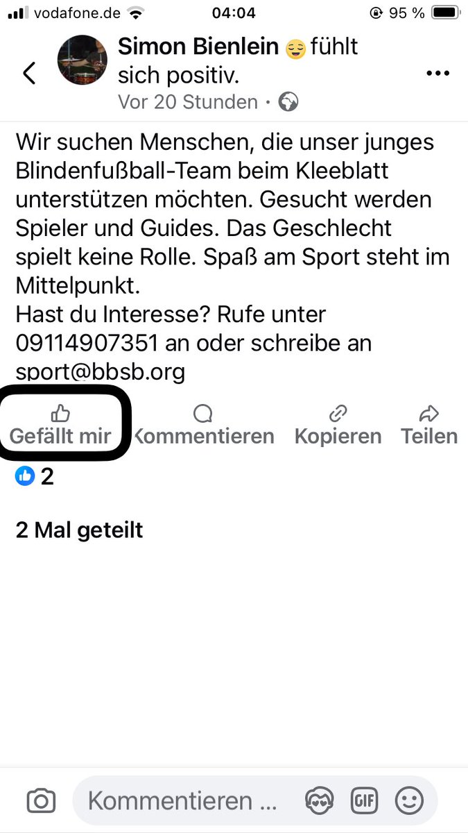 SoEineBlinde's tweet image. ⚽️ Hier wird Fußball-Zuwachs gesucht.  Wenn ihr sportbegeistert und aus #Nürnberg , #Fürth oder aus der Umgebung seid, schaut doch gern mal vorbei. 👍🏽