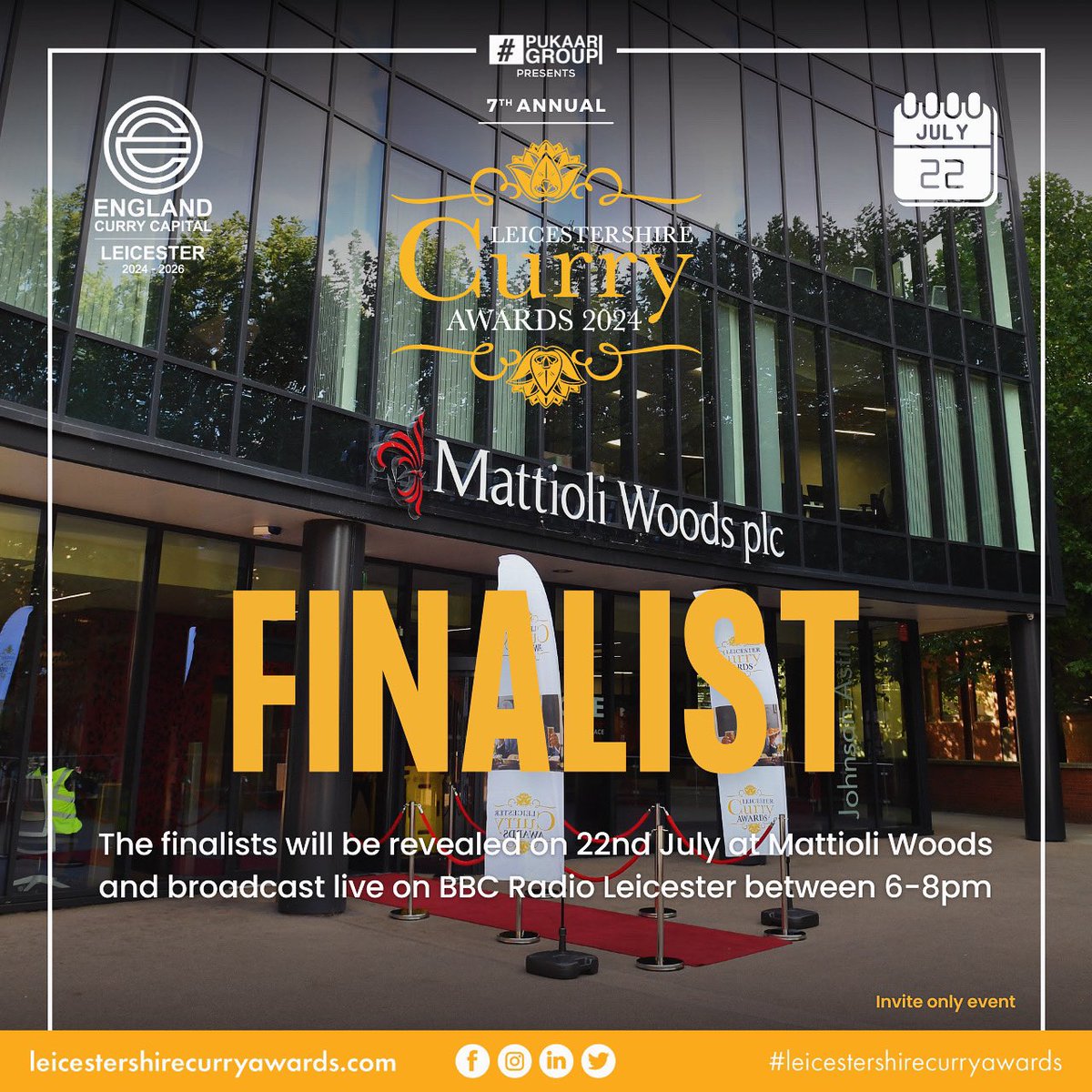 Leicestershire Curry Awards (@leicestercurry) on Twitter photo Just one week left until finalists are revealed for this year’s awards <a href="/MattioliWoods/">Mattioli Woods</a> 😬
There’s still time to nominate your favourite South Asian eatery but be quick to ensure they don’t miss out ! 🥘🍛
<a href="/bbcleicester/">BBC Leicester</a> #curry #awards #Leicester Just one week left until finalists are revealed for this year’s awards <a href="/MattioliWoods/">Mattioli Woods</a> 😬
There’s still time to nominate your favourite South Asian eatery but be quick to ensure they don’t miss out ! 🥘🍛
<a href="/bbcleicester/">BBC Leicester</a> #curry #awards #Leicester