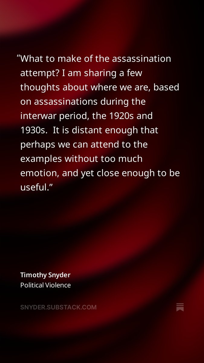 TimothyDSnyder's tweet photo. What to make of the assassination attempt? https://t.co/N4l6Zghs1C