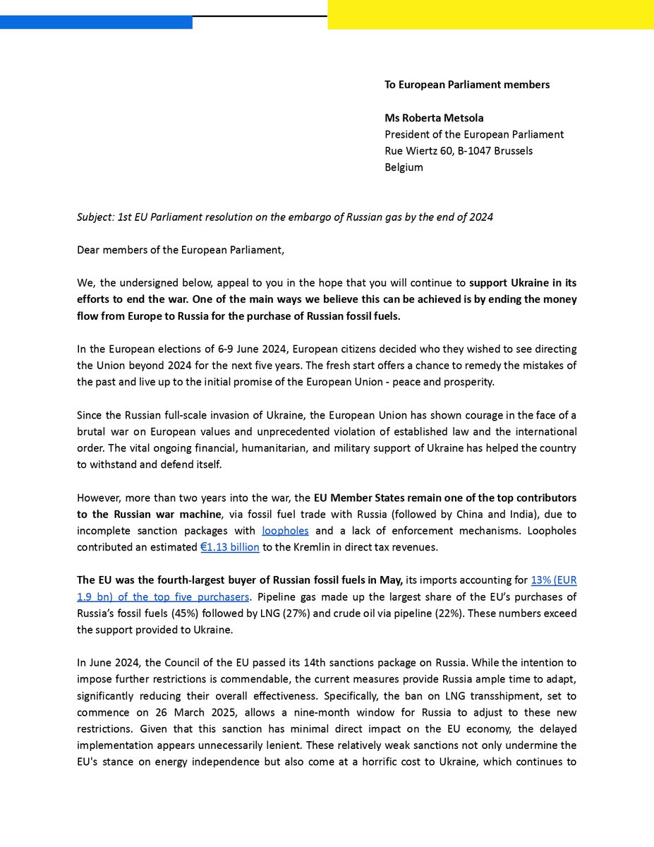 The_GreenTank's tweet photo. Despite sanctions, the EU remains a top contributor to Russia's war machine through fossil fuel trade.
Along with 112 other NGOs, we signed @RazomWeStand's letter asking for a 🇷🇺 gas embargo by the end of 2024 - https://t.co/YyI8Dfn3QO #EmbargoRussianGas #StopFundingWarMedia https://t.co/75ql2NG18Q
