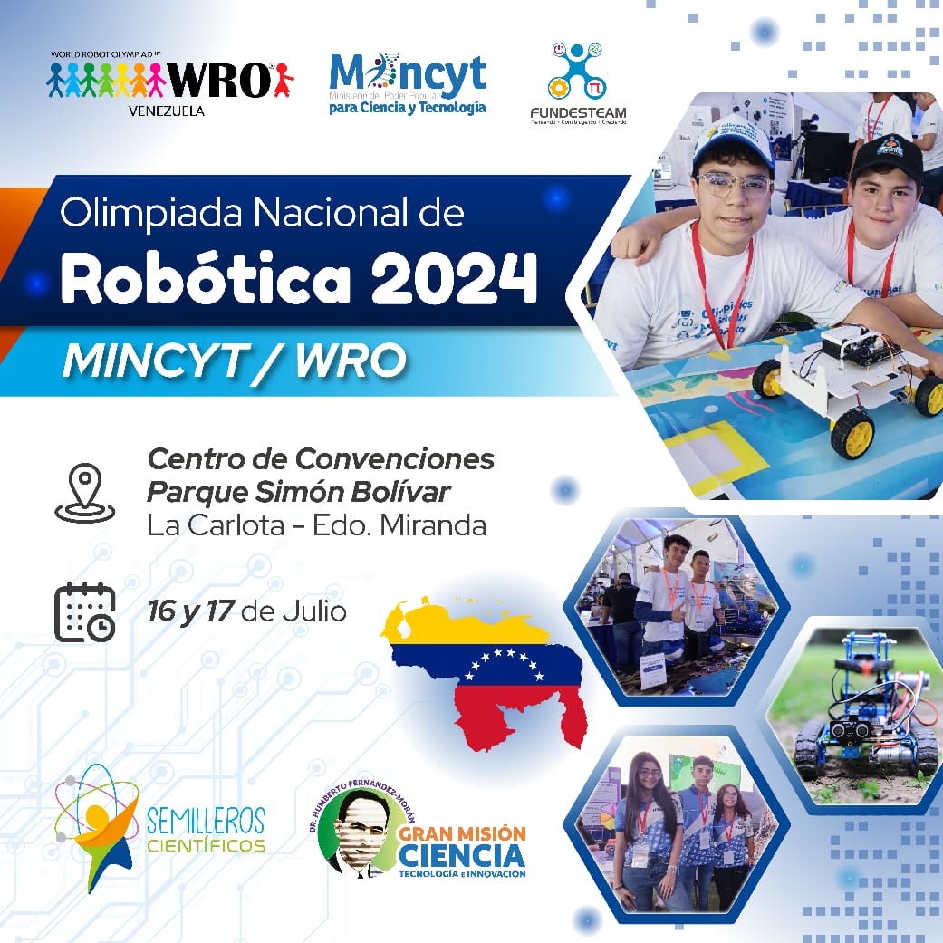 #Entérate | El 16 y 17 de julio se realizará en La Carlota, estado Miranda, la Olimpiada Nacional de Robótica 2024

Una competencia donde los participantes medirán sus conocimientos y habilidades para solucionar determinados retos.

#CrecimientoProductivo