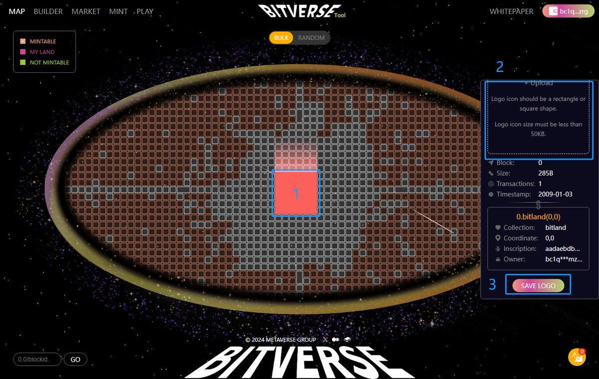 BitverseTool (@bitversecc) on Twitter photo <a href="/Bitversecc/">BitverseTool</a> has launched land merging, splitting and LOGO uploading functions.
1. You can merge into squares and rectangles
2. You can upload your LOGO to promote your LAND
#DMT #NAT #TAP #BIT #Bitland <a href="/Bitversecc/">BitverseTool</a> has launched land merging, splitting and LOGO uploading functions.
1. You can merge into squares and rectangles
2. You can upload your LOGO to promote your LAND
#DMT #NAT #TAP #BIT #Bitland