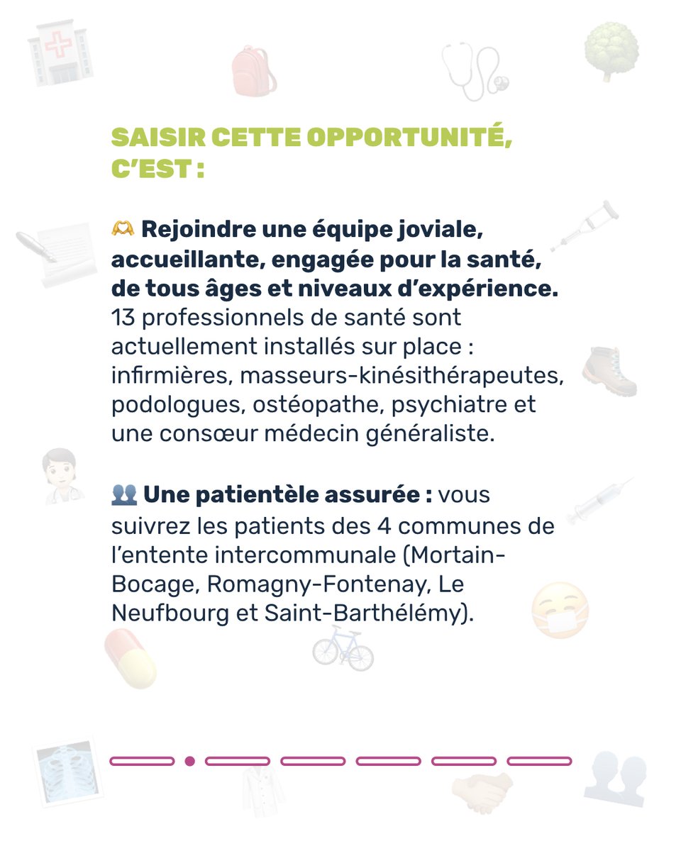 Eotim's tweet photo. Futur·e·s diplômé·e·s de médecine ? Ouvrez ensemble votre cabinet de médecine généraliste, on s’occupe des démarches, des avantages et de votre intégration ! 
📍Mortain-Bocage, Manche
📃Contrat libéral

Retrouvez toutes les infos sur l’opportunité et les aides à l'installation ⬇️ https://t.co/tKR9QnR0EX