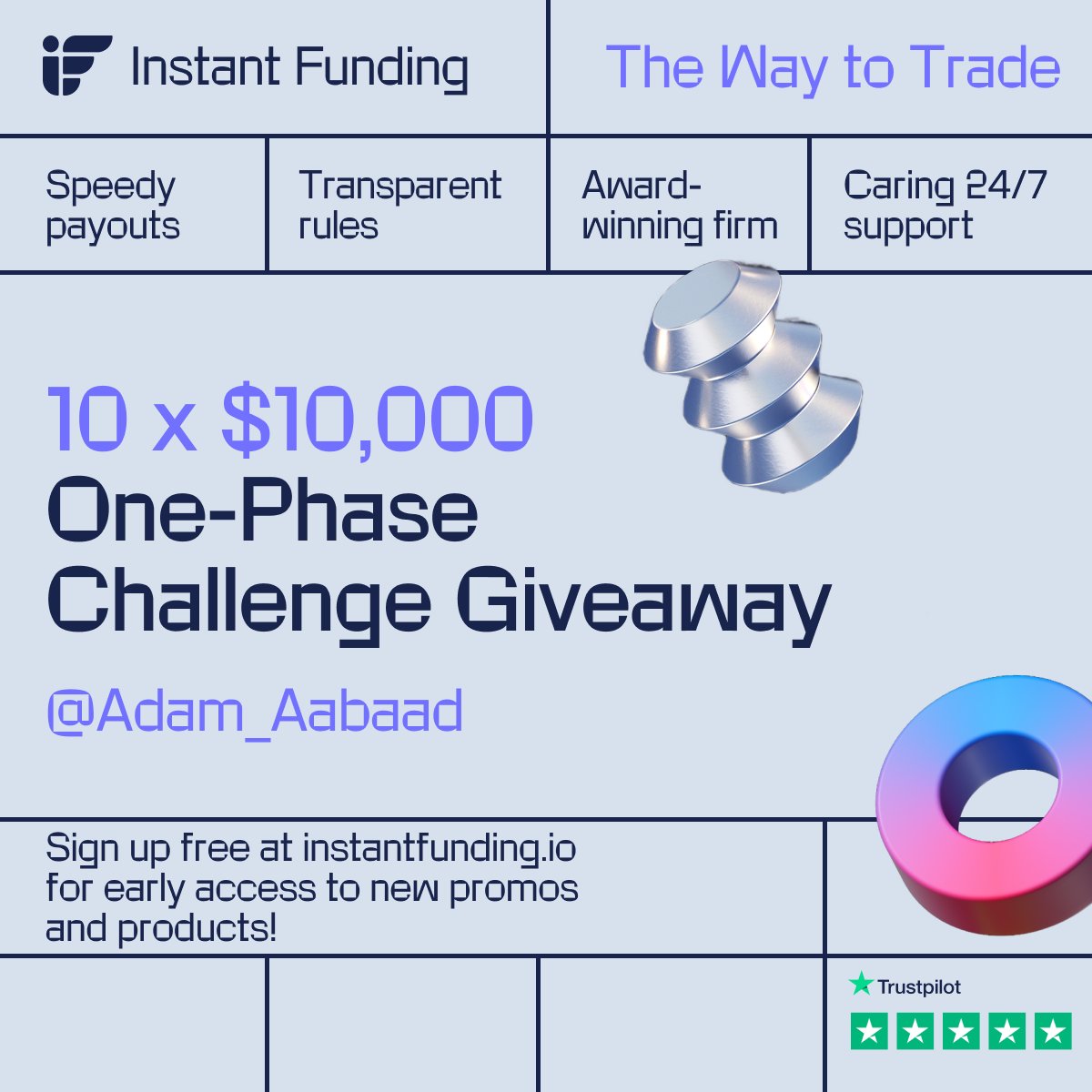Adam_Aabaad's tweet photo. 🎁 Giveaway Time 🎁

10 x 10K @InstantFunding_ challenges 

🔸Follow @InstantFunding_ @LewisM_IF &amp; @Adam_Aabaad 

🔸Like &amp; Retweet.

🔸Tag 2 traders.

⌚ 48 Hours. 

 #Giveaways #InstantFunding https://t.co/pJczHUwfep