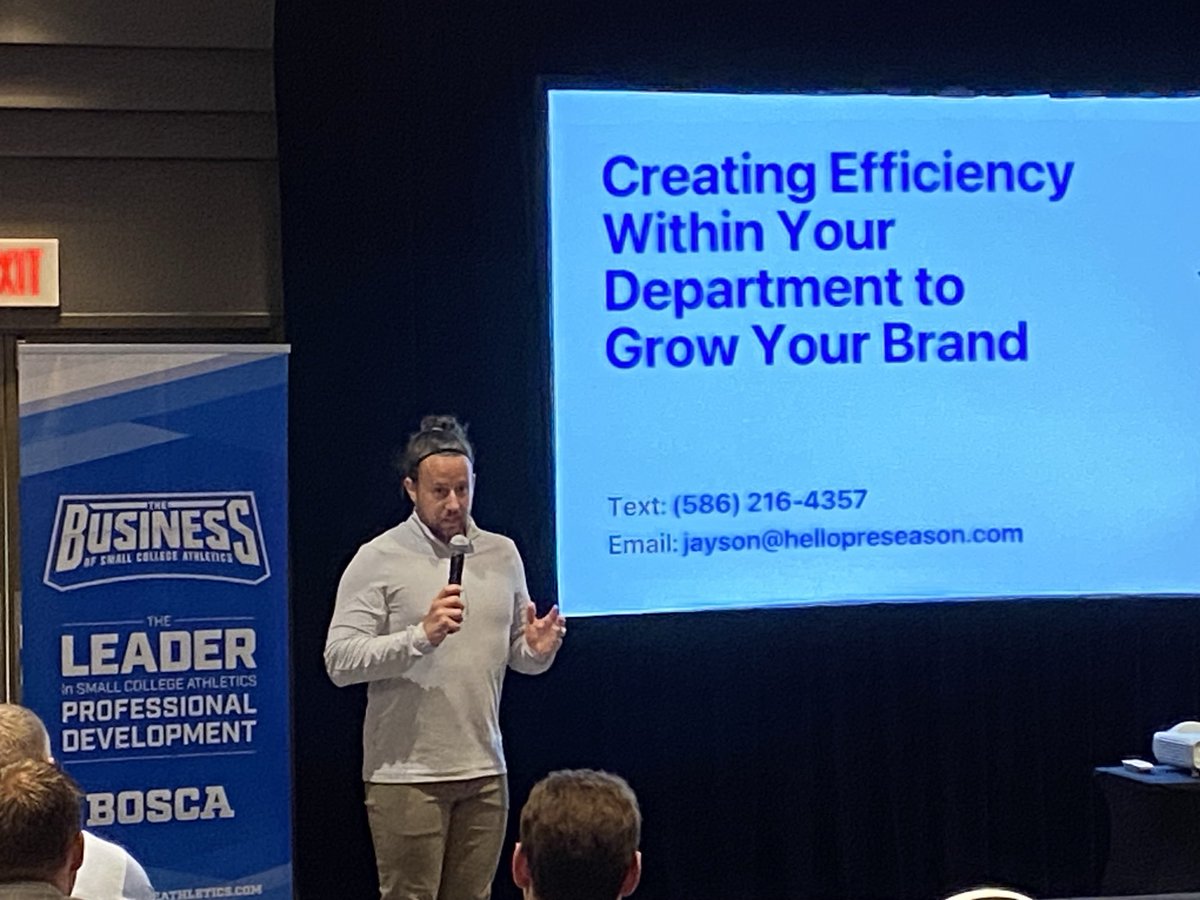 smallcollegeath's tweet photo. Great insights from ⁦@JaysonSchmidt⁩ on efficient approaches to building your departments brand. #BOSCA24 https://t.co/yIj3AsMKC5
