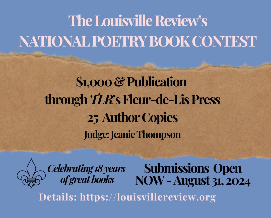 TheLouRev's tweet image. TLR is thrilled to announce our NEW National Poetry Book contest! Details: louisvillereview.org