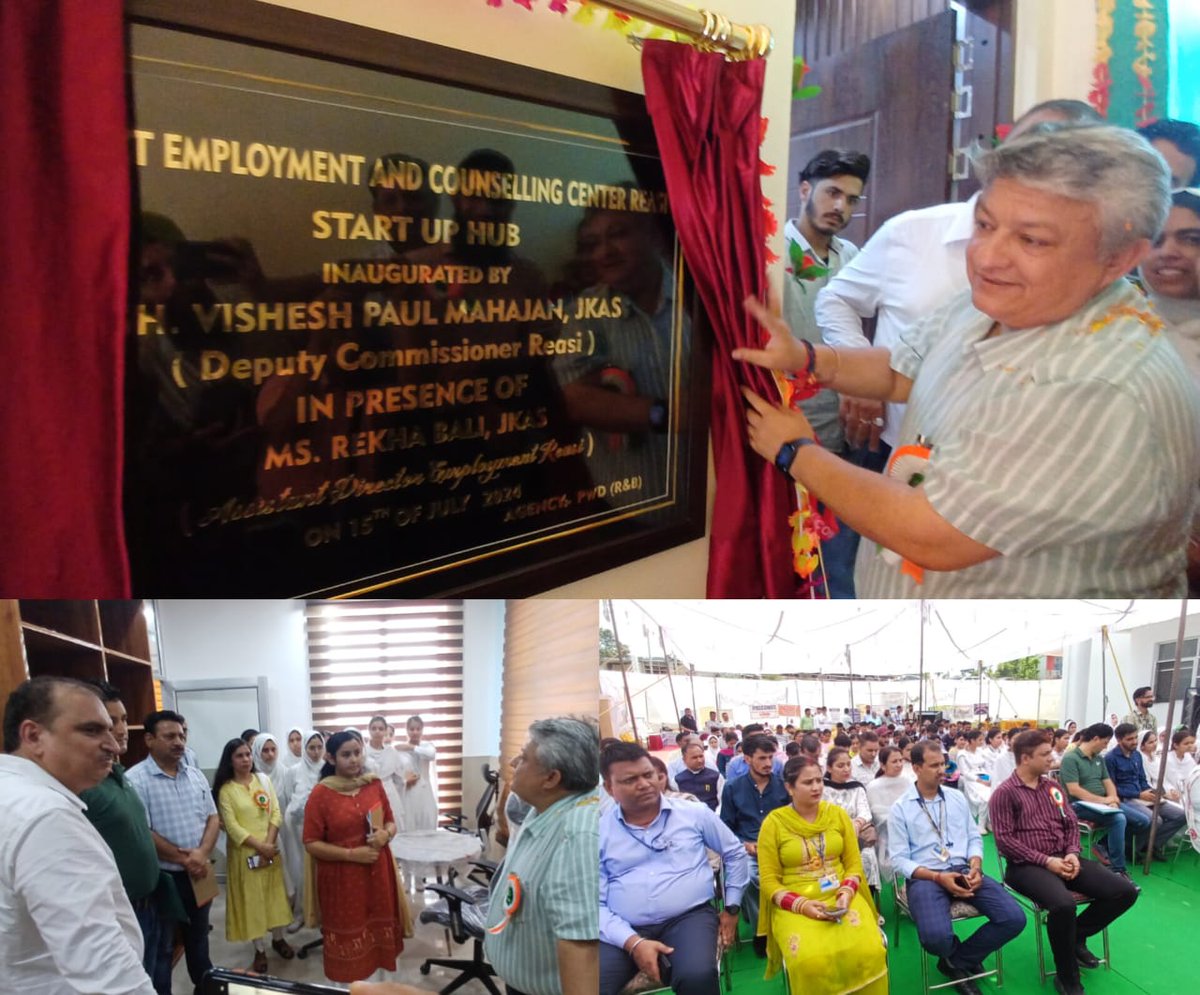 DDC <a href="/vishesh_jk/">Vishesh Mahajan</a> inaugurated the Start-Up Hub at DE&amp;CC Reasi. Aimed to support budding entrepreneurs with resources, guidance and mentorship to transform their innovative ideas into successful businesses.

<a href="/OfficeOfLGJandK/">Office of LG J&K</a>
<a href="/Divcomjammu/">Divisional Commissioner Jammu</a>
<a href="/DirEmpjk/">Directorate Of Employment J&K</a>
<a href="/diprjk/">Information & PR, J&K</a>