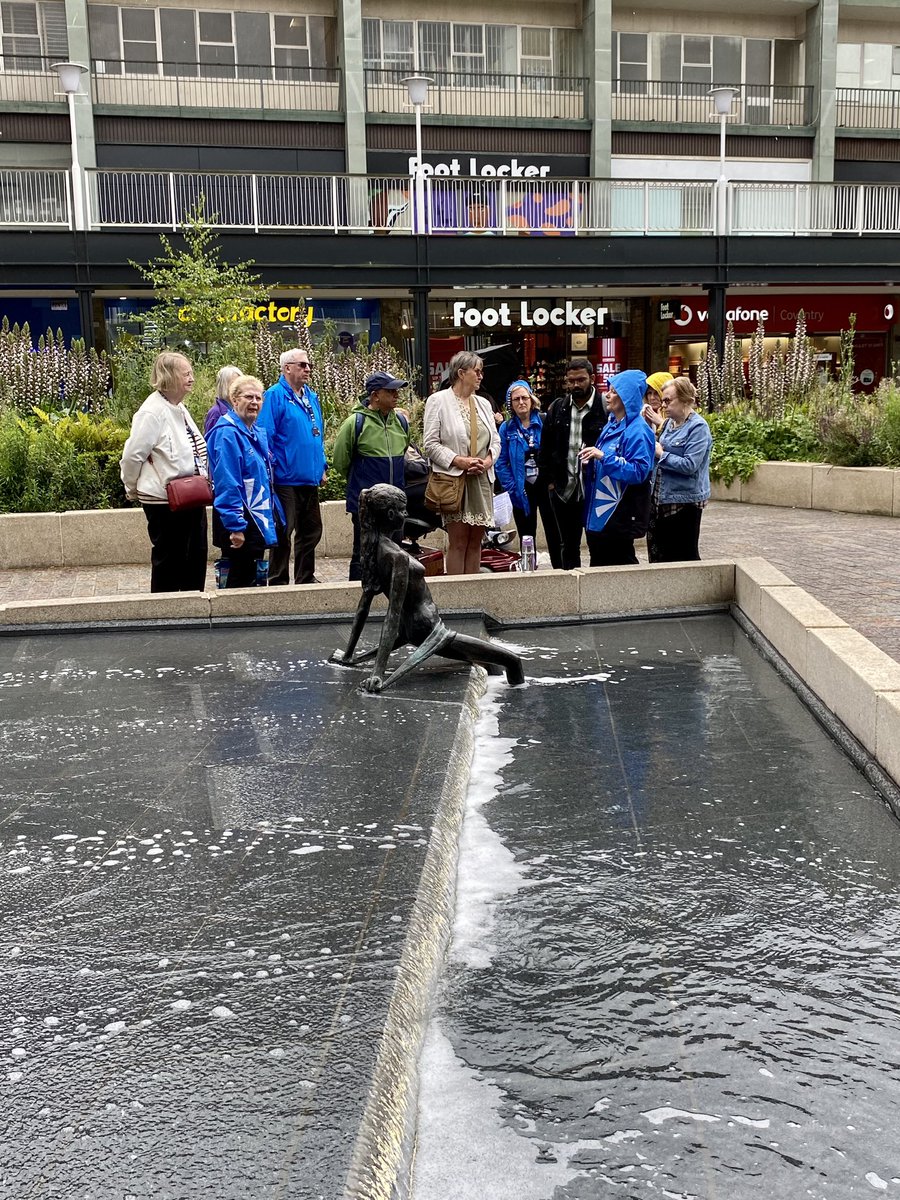 EnV_Coventry's tweet photo. Setting pledges towards the 5 Ways of Well-being, keeping safe against cybercrime & #wellness walk exploring #coventry statues Naiad & Phoenix were all part of our latest #wellbeing #talkandwalk today with our #volunteers https://t.co/p8YKl6OqNU
