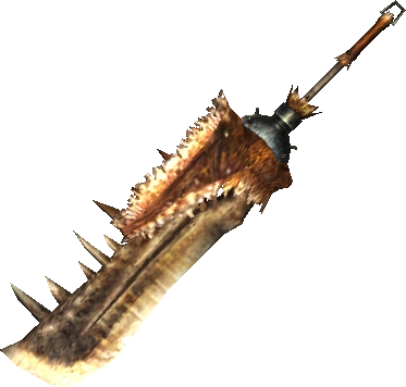 JeitertheMad's tweet photo. @distion55x @BannedDino It's the Wyvern Jawblade in MH Tri and 3u, it does look like that in game (though, drastically less detail) https://t.co/KjUostuKQN