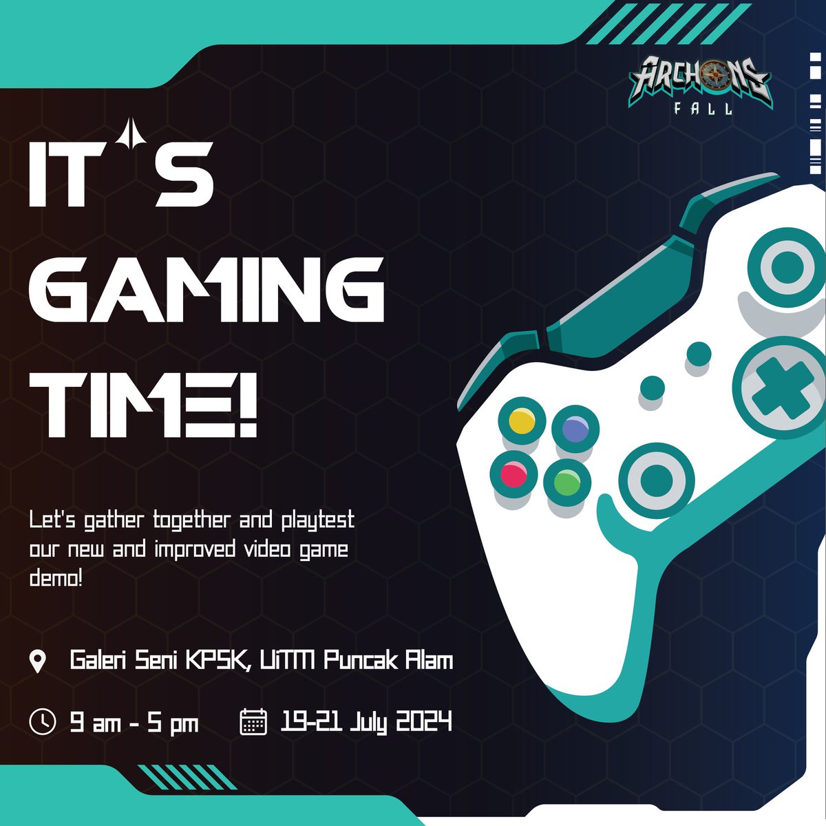 The news is out! 
Come and playtest our newly improved video game this weekend!🎮 Gather along all your family and friends too 😉

#GameOnLevel4 #GameDesignUitm #UiTM #3dgame #gaming #unity #blender #gamedevs #IndieGameDev