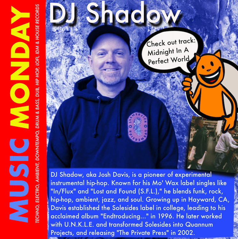 HelloBitBoom's tweet photo. MUSIC MONDAY, tip of the day ---> go listen to anything by @djshadow 
check him out on tour now supporting his new album Action Adventure. https://t.co/XTBC4YgUd5