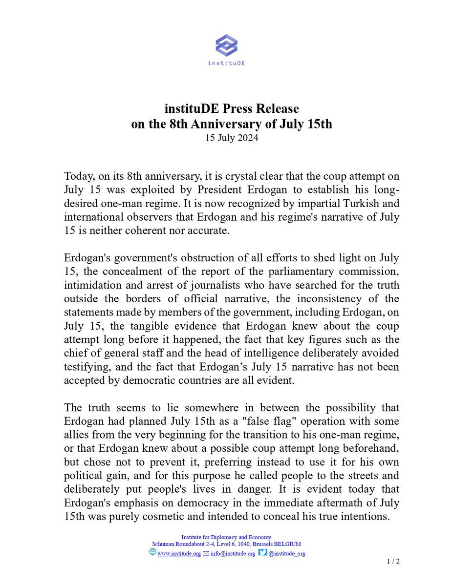 institude_org's tweet photo. instituDE Press Release on the 8th Anniversary of July 15th

https://t.co/c4AxKAX3Lg https://t.co/WFYggcWF8E