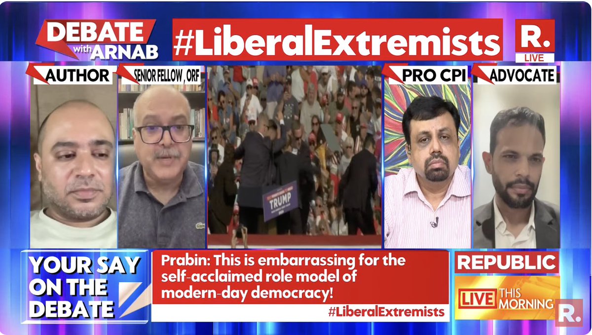 republic's tweet photo. #LiberalExtremists | Is anti-right extremism on the rise?

Watch The Debate on #SuperprimetimeMax with Arnab and fire in your views - https://t.co/bGNdcdmovD

#DonaldTrump #TrumpAssasinationAttempt #UnitedStates #USElections #JoeBiden #Arnab #ArnabGoswami