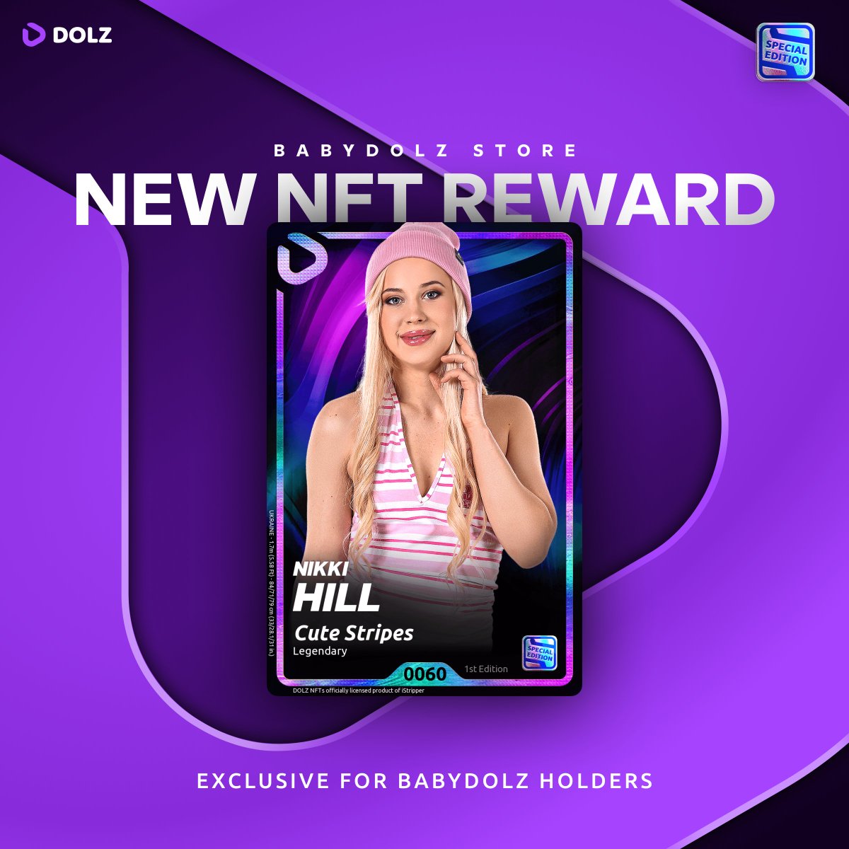 NEW NFT REWARD | <a href="/Nikki__Hill/">Nikki Hill</a> 🩷

Exclusive for $DOLZ NFT collectors.
🗓️Release this Thursday, July 18 at 1PM UTC.
 
First come, first served. 
Be on time to snipe the rarest #1 Legendary, Epic &amp; Rare #NFTs and earn more BabyDOLZ rewards.