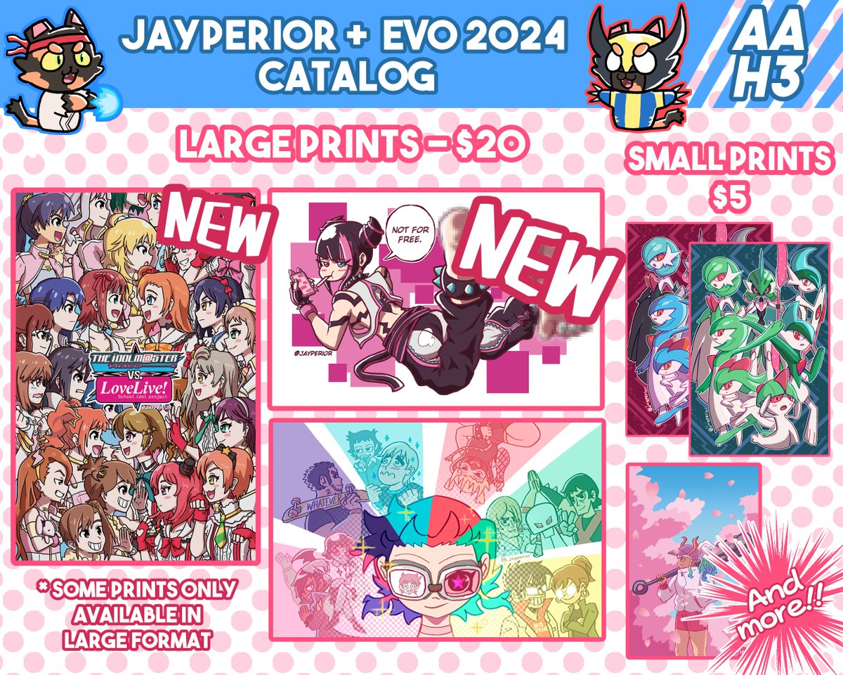 jayperior's tweet photo. Here is my catalog for EVO - you can find me in Artist Alley table H3, right across from Riot! Premiering some new merch as well, so hope to see you all this weekend! (1/2) https://t.co/UMHV7JReum