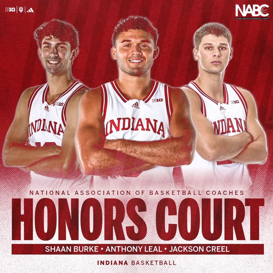 IndianaMBB's tweet photo. Congrats to our guys @BurkeShaan, @anthonyl3al, and @jackson_creel for putting in work in the classroom! 👏 https://t.co/FxL7skQLFi
