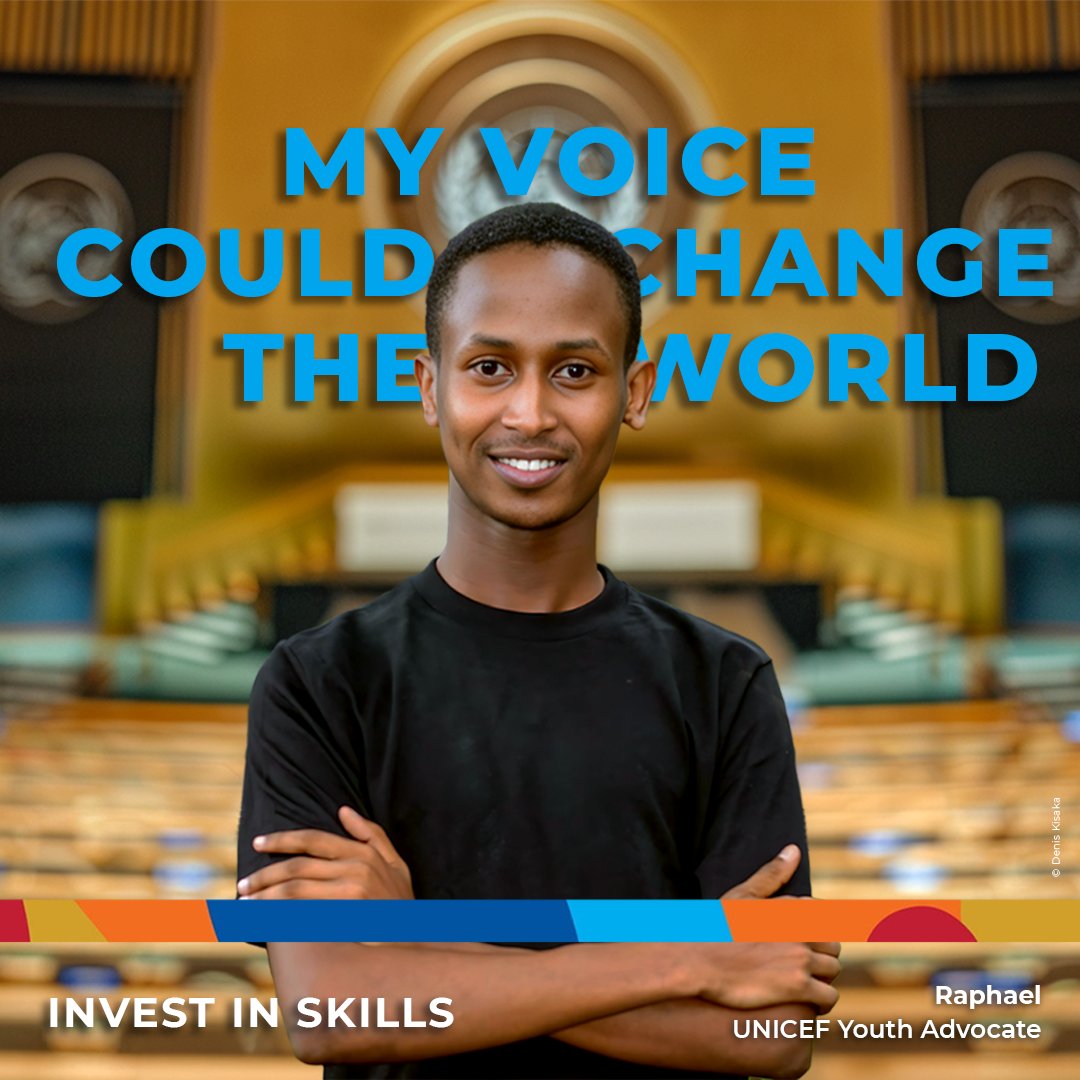 UNICEFUSA's tweet photo. Young leaders like Raphael are shaping our future. 🌍 By investing in skills, we unlock the potential of the next generation.

On this #YouthSkillsDay, let's celebrate their contributions and commit to supporting them with #SkillsRightNow: https://t.co/nbCkRxDvBI https://t.co/YQdS8TWoaP
