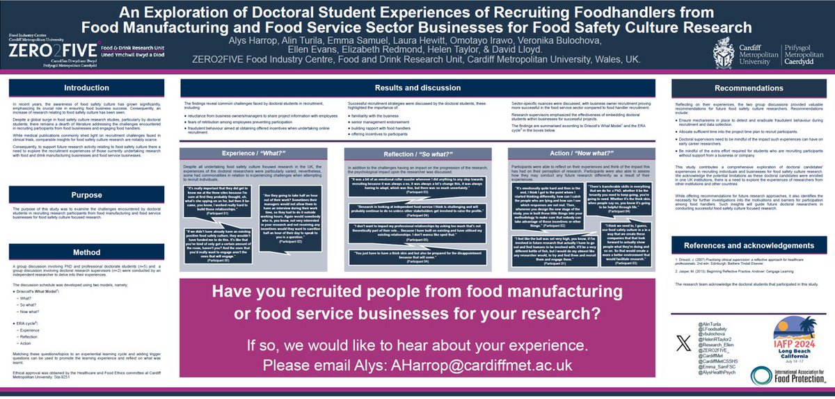 Ellen W. Evans (@research_ellen) on Twitter photo Today at #IAFP2024 <a href="/HelenRTaylor2/">Helen R Taylor</a> is presenting our study regarding the challenges of recruiting food manufacturing and food service businesses for #foodsafetyculture research. <a href="/AlysHealthPsych/">Alys Harrop</a> would love to hear about your recruitment experiences! pure.cardiffmet.ac.uk/en/publication… Today at #IAFP2024 <a href="/HelenRTaylor2/">Helen R Taylor</a> is presenting our study regarding the challenges of recruiting food manufacturing and food service businesses for #foodsafetyculture research. <a href="/AlysHealthPsych/">Alys Harrop</a> would love to hear about your recruitment experiences! pure.cardiffmet.ac.uk/en/publication…
