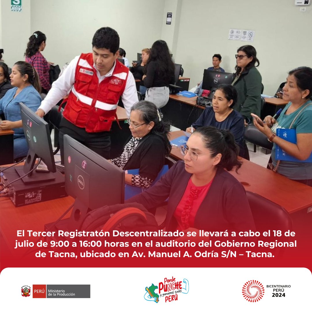 MINPRODUCCION's tweet photo. #ProduceInforma | Tacna sede del tercer Registratón Descentralizado: Impulso para las Mypes Regionales. 

📲 Más información aquí ➡️ https://t.co/u6MVQuoOeB https://t.co/n4tGAdg05Z