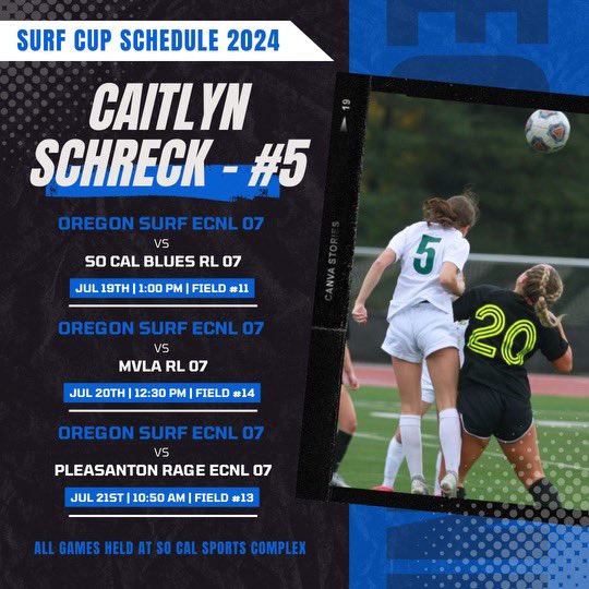 cschreck2026's tweet photo. Surf Cup Schedule 2024!  #ECNL #SurfCup ⚽️🏄🏻‍♀️ https://t.co/MptCcd8mb8