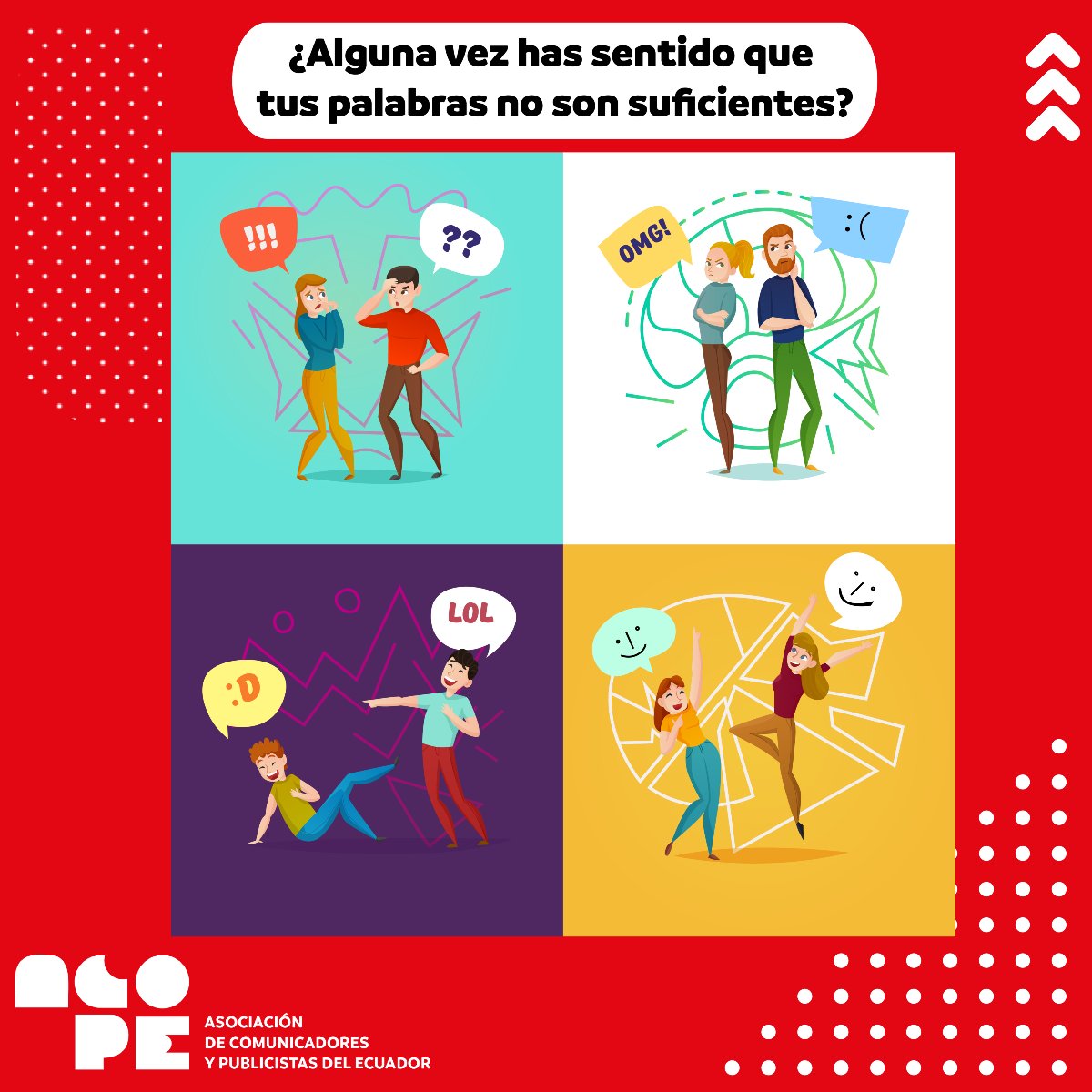 acopeecuador's tweet photo. ¿Alguna vez has sentido que tus palabras no son suficientes? En ACOPE sabemos que una comunicación efectiva va más allá. Se trata de conectar, de entender el lenguaje corporal y de escuchar activamente. ¡Vamos a dominar el arte de comunicar juntos!
#ComunicaciónEfectiva #ACOPE https://t.co/xKSfEK4ura