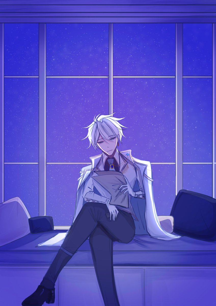 Dantalion_EMA's tweet photo. #EMA_story #EMA00 | ห้องพักหอเอลลิส

เมื่อได้เห็นข่าวหนังสือพิมพ์และเรื่องราวต่างๆ เขาพักพิงลงที่หน้าต่างประจำห้องของเอลลิส มือนึงถือหนังสือพิมพ์ มือนึงถอดแว่นมาเก็บไว้

สายตากวาดอ่านหนังสือทุกระเบียบทุกบรรทัด รอยยิ้มอ่อนๆประดับบนไว้หน้า ยังคงคาดเดาสีหน้าได้ยากเช่นเคย

สภาเวทย์มนต์ สภาเวทย์มนต์…

เสียงนาฬิกาในห้องพักดัง ในห้องที่มีแต่ความเงียบสงัด มีเพียงแต่ความคิดในหัวของสภานักเรียนคนนี้

“ ฮึ- ”

เสียงหัวเราะในลำคอดังขึ้นก่อนจะโยนหนังสือพิมพ์ทิ้ง

..

สายตาเหลือบไปมองนาฬิกาบอกเวลายามนี้

ว่าไปนั่น.. สภานักเรียนคนอื่นจะว่าอย่างไรนะ
เห็นทีคงได้มีเรื่องให้พูดคุยกันแล้วล่ะสิ