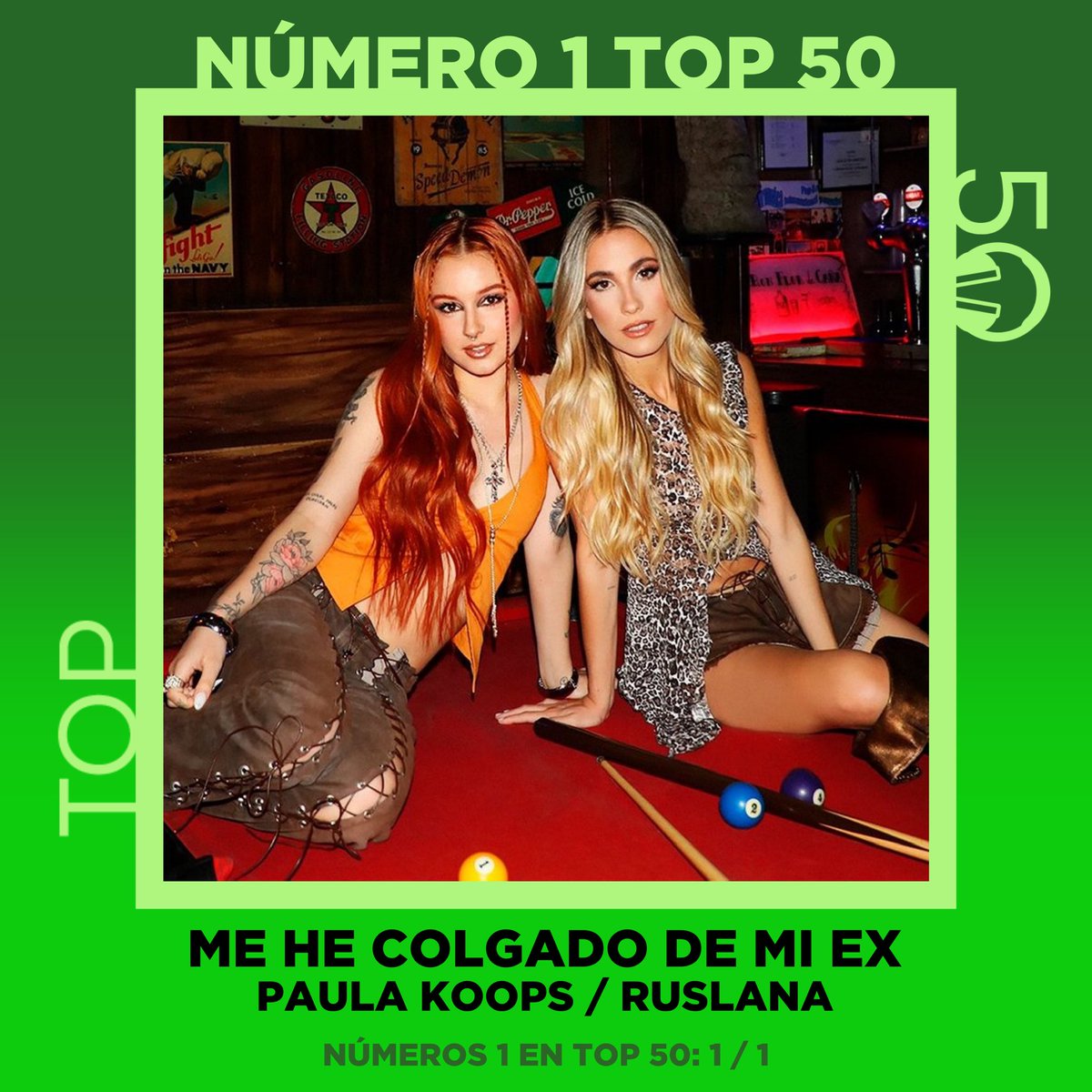 Top50Oficial's tweet photo. Con ‘Me He Colgado de Mi Ex’, @PaulaKoops y @Ruslaanaaaa consiguen alcanzar por 1ª vez el #1 en @Top50Oficial. ¡Enhorabuena! https://t.co/cA1LFrv4Y8