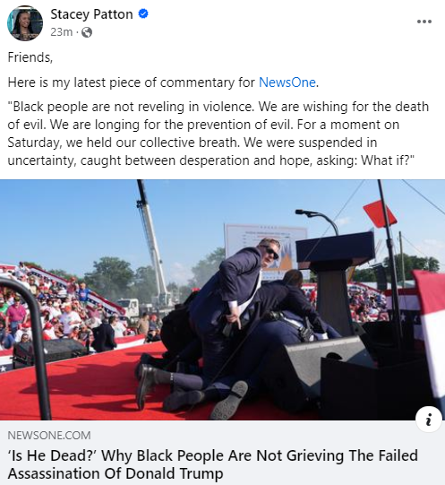 libsoftiktok's tweet photo. Meet Stacey Patton, an Associate Professor at @MorganStateU. She says she hoped the ass*ss*nat*on attempt was successful and it's justified because Republicans are racist.

Any comment @MorganStateU? https://t.co/FlvAMyp51g