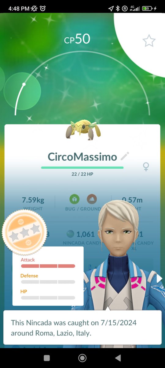 chuyasokun's tweet photo. Llegando a Roma con un 💯 que no tenía y un shiny repetido #PokemonGOApp https://t.co/zCn8xH0ff4