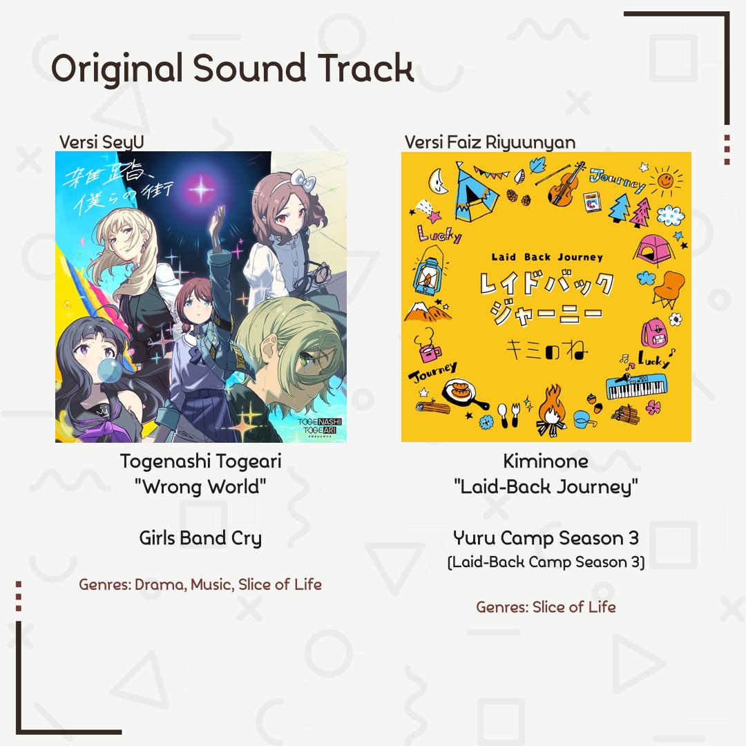 pokashipodcast's tweet image. Hey hey hey! Meski sedikit terlambat, tapi kami punya daftar OST, Waifu dan Anime terbaik untuk musim semi 2024 versi @ThymeSeyU dan @faizriyuunyan nih! Ada yang punya pendapat sama? Atau punya pendapat lain? Yuk berbagi di kolom reply!
.
#pokashi #bestost #bestwaifu #bestanime