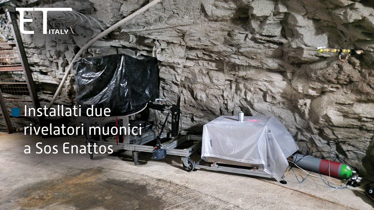 ET_Italia's tweet photo. Con il supporto del laboratorio di ricerca SAR-GRAV, sono stati installati a #SosEnattos due rivelatori muonici. Ora in fase di test, effettueranno una #muografia per rilevare vuoti e verificare che la copertura di roccia in miniera sia quella attesa.
👉 https://t.co/ItLAeexNRa https://t.co/ZqJydvunmg