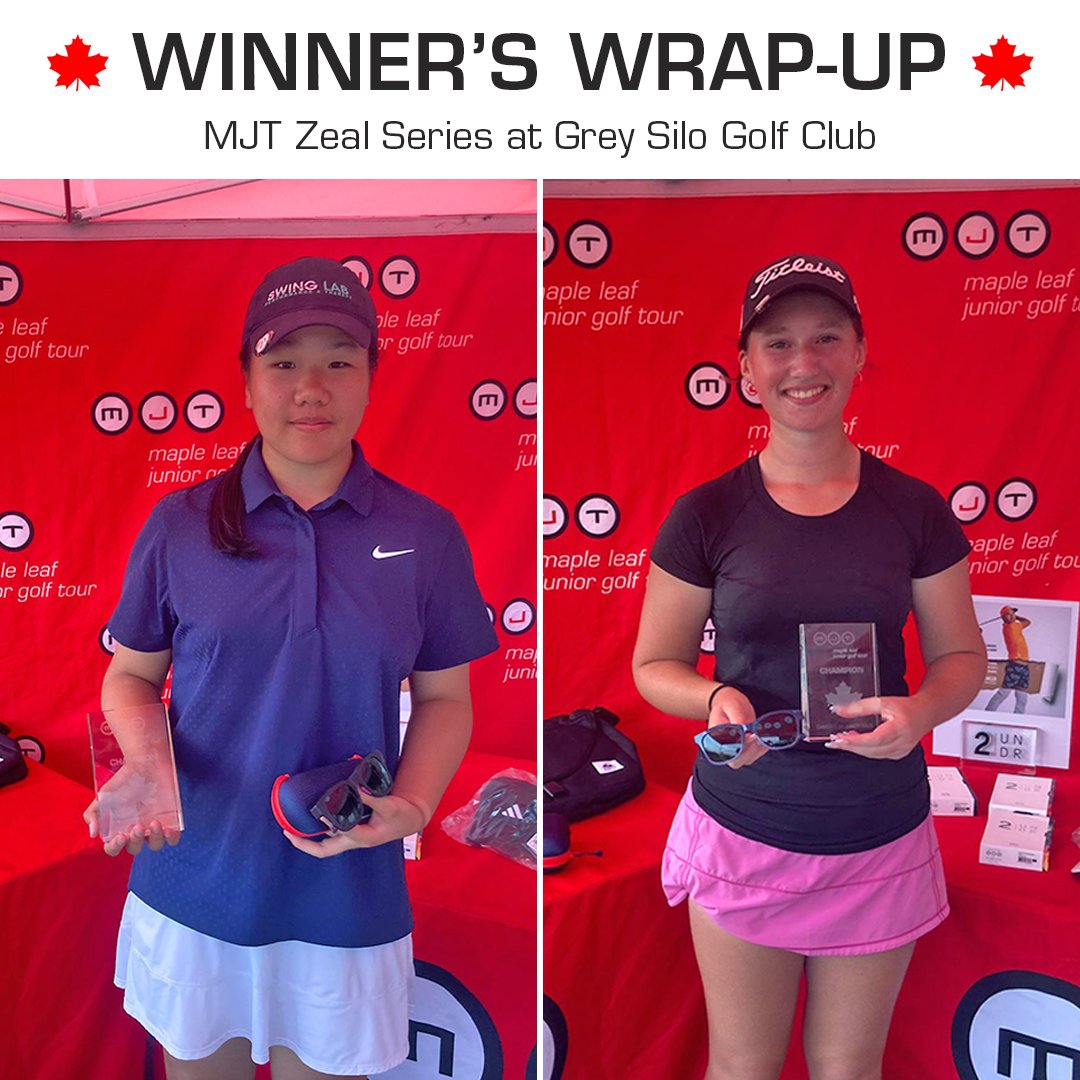 Congratulations to the winners of the 2024 MJT Zeal Series at <a href="/GreySilo/">Grey Silo Golf Club</a>, Waterloo, ON, July 13-14 🏆

Junior Boys: Jameson Staab (71,74=145)
Girls 15-19: Ziqing (Judy) Lin (79,73=152)
Juvenile Boys: Spencer Shropshire (68,70=138)
Bantam Boys: Oscar Lin (70,76=146)
Peewee Boys: