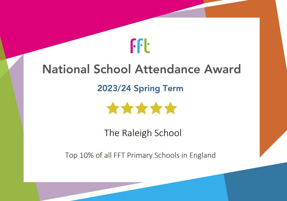 😀Top 10% of schools nationally for attendance - well done children and parents!