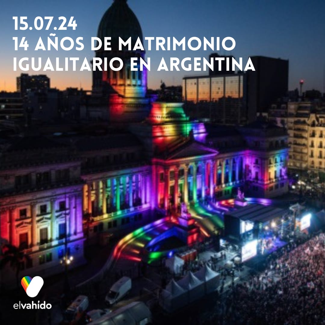 🏳️‍🌈 14 años de Matrimonio Igualitario 🏳️‍🌈
El 15 de julio de 2010 se aprobó en Argentina, con 33 votos a favor, 27 en contra y 3 abstenciones, la Ley 26.618, la Ley de Matrimonio Igualitario. 
Ese día Argentina se convirtió en el primer país de América Latina en contar con esta ley.