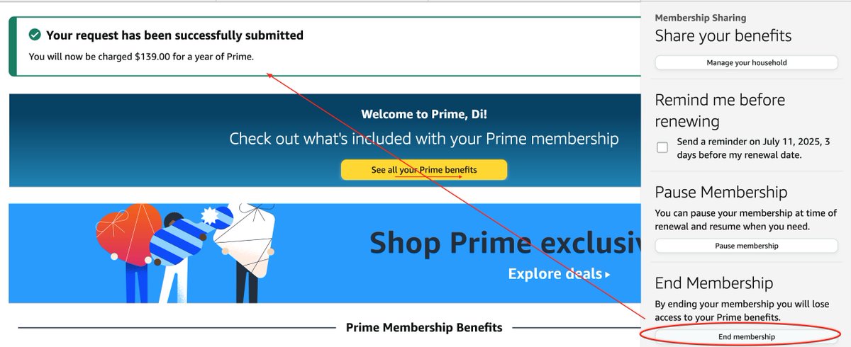 DFYdigital_'s tweet photo. Hey @amazon - what's up with tech glitches? As I clicked to end #AmazonPrime membership, I was charged a full-year membership! 
Now trying to get a full refund seems to be a herculean task. 
Feeling stuck in the matrix. Amazon, WTH? https://t.co/kVrrNbmYtC