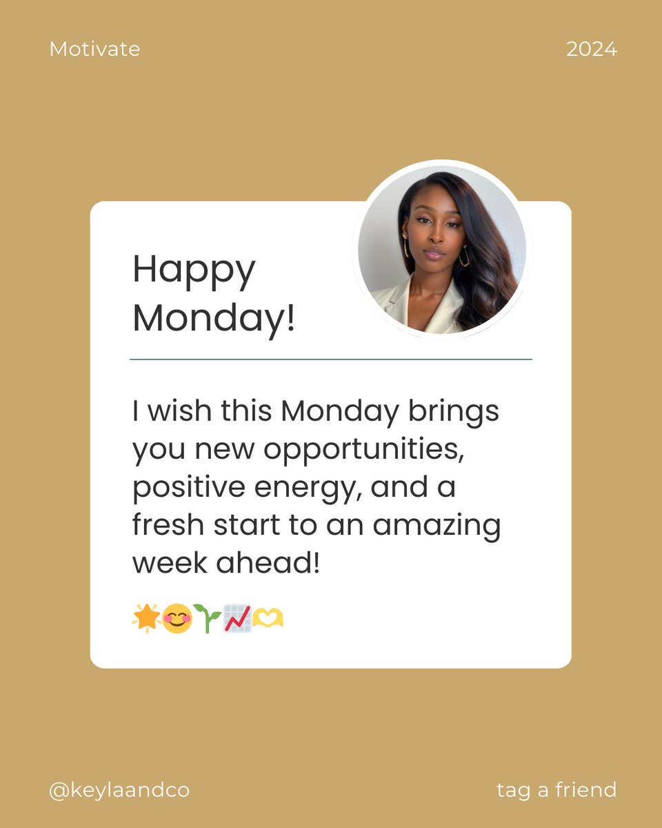 keylaandco's tweet photo. I wish this Monday brings you new opportunities, positive energy, and a fresh start to an amazing week ahead! 🌟💼

Wishing you all a fantastic Monday. 🌞

Pass this on to a friend, tag them below! 👇
.
.
.
#BusinessSuccess #Motivate #VirtualBookkeeping #RemoteBookkeeper https://t.co/muHZDbiQZs