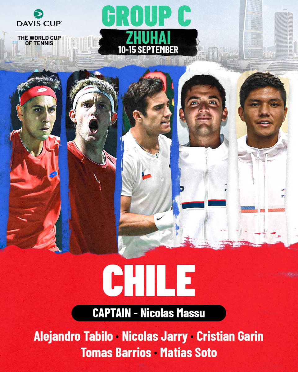 DavisCup's tweet photo. 🇨🇱 Chile team announcement 🇨🇱

#DavisCup Finals Group Stage, 10-15 September https://t.co/FildLnNvfq