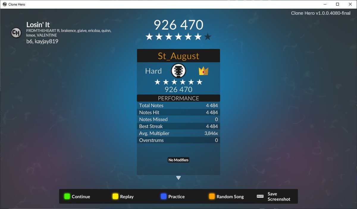 StAugust9's tweet photo. Fck this song. One of my worst grinds for no reason. I kept choking on random notes, got tens of -1s at this point, but it's finally done. https://t.co/8xYnwINX0n