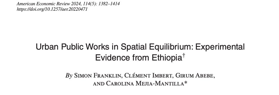 Social programs can have indirect effects that spill over to nonbeneficiaries and the whole economy.
 
In this paper, <a href="/SimondFranklin/">Simon Franklin</a>, Clément Imbert, Girum Abebe and Carolina Mejia-Mantilla use a spatial equilibrium model combined with commuting data to estimate the spillovers