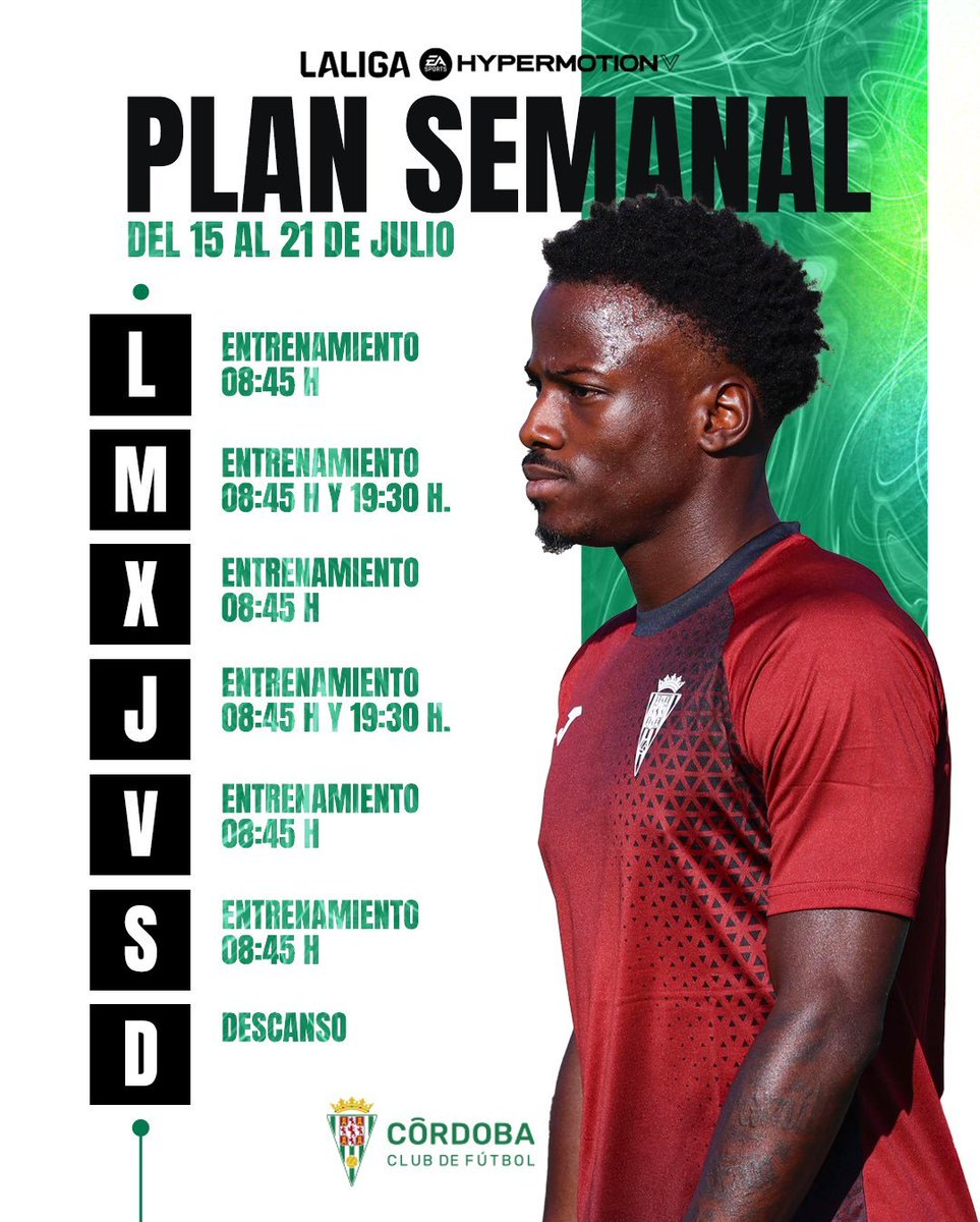 AFBlanquiverde's tweet photo. Primer plan semanal del @CordobaCF_ofi en la #pretemporadaCCF. https://t.co/lCFO8PGHVQ