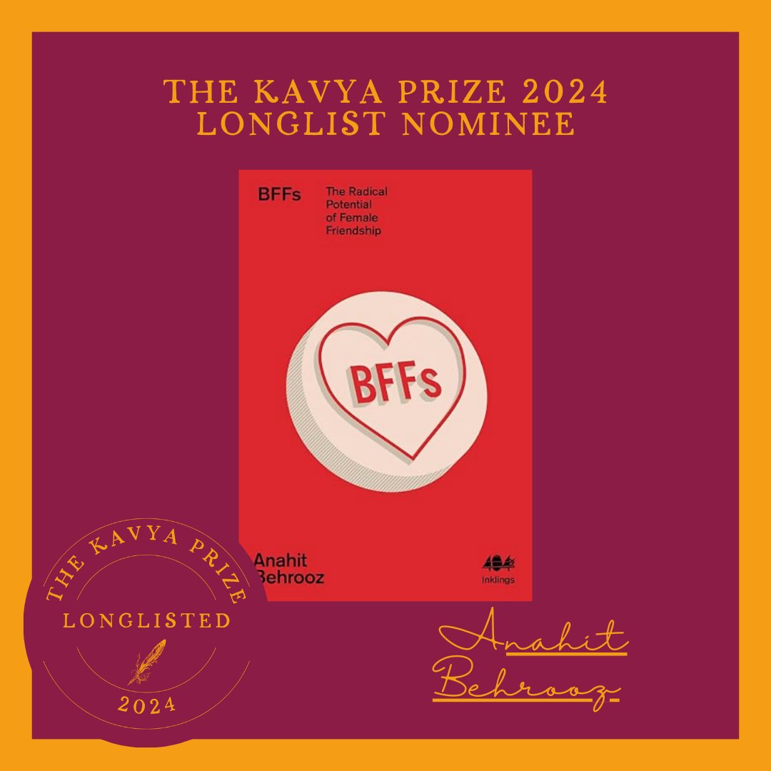 KavyaPrize's tweet image. Right, got your cuppa? Here are the last four Kavya Prize 2024 Long list nominations: @anahitrooz for his book BBFs THE RADICAL POTENTIAL OF FEMALE FRIENDSHIPS published by @404Ink Congrats!
....@UofGArtsHums
@AyeWrite
@GlasgowLib
@WaterstonesGla
@UofGWriting