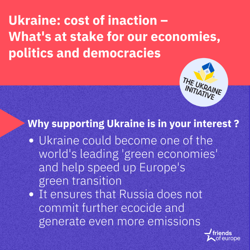 FriendsofEurope's tweet photo. 🇺🇦 Our recent "Ukraine: cost of inaction" study explores why insufficient support to #Ukraine could exacerbate the current situation, causing more insecurity and more conflict.

👇 Learn more below.

🔗 Read the full study here: https://t.co/VFfPVPa8AV

#DoNotNormaliseTheWar