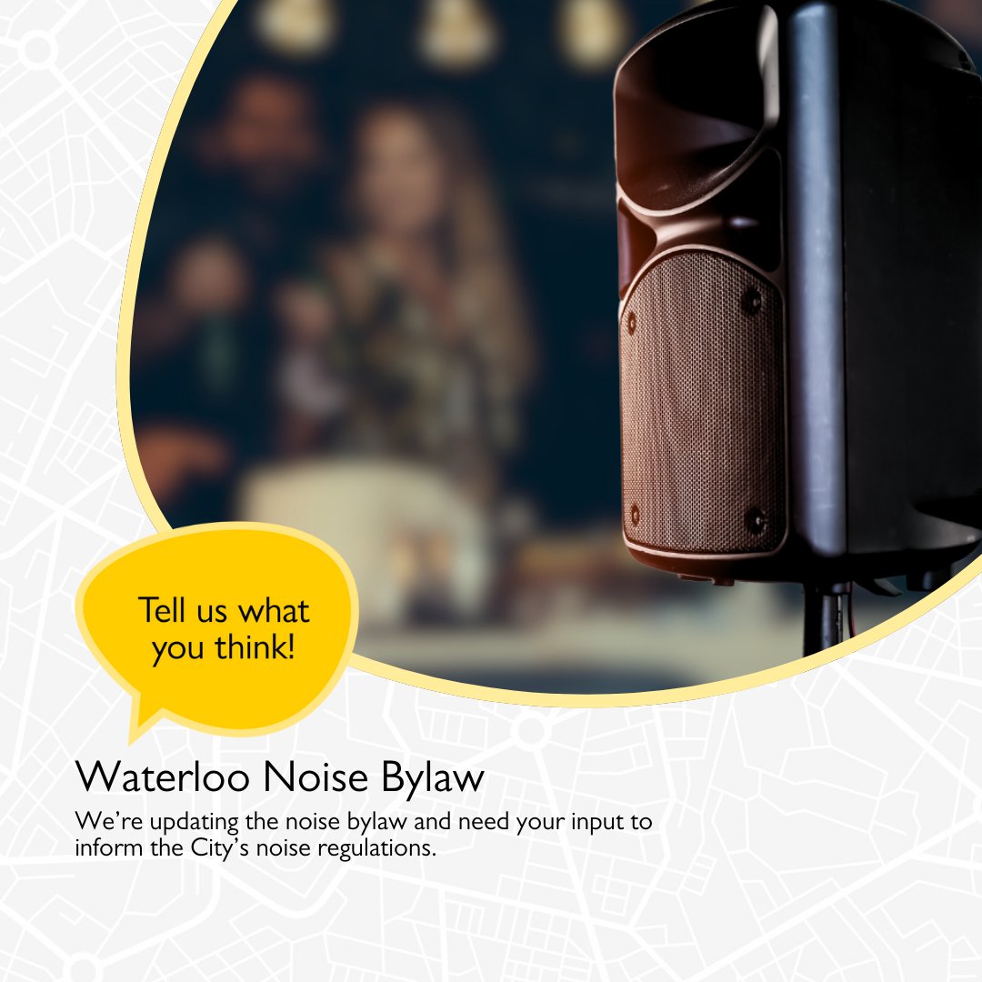 citywaterloo's tweet photo. We're in the process of updating our noise bylaw and want to 'hear' your input! 🔊

Take our short survey on Engage Waterloo to share your thoughts. Your feedback will help inform new noise regulations and exemption processes: https://t.co/h2d9lBei1P https://t.co/fm9hiKfsg9