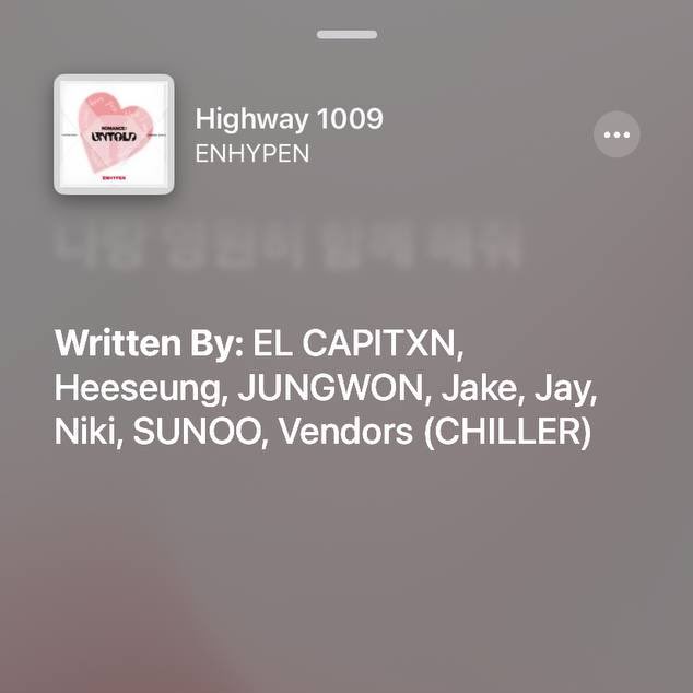 jassy. ENCHELLA (@lovingsunsun) on Twitter photo Hello <a href="/AppleMusic/">Apple Music</a> we have noticed that #SUNGHOON name is not included on 'Highway 1009' lyrics credit list part at the end of the song. We hope this can be fix immediately. Thank you. Hello <a href="/AppleMusic/">Apple Music</a> we have noticed that #SUNGHOON name is not included on 'Highway 1009' lyrics credit list part at the end of the song. We hope this can be fix immediately. Thank you.