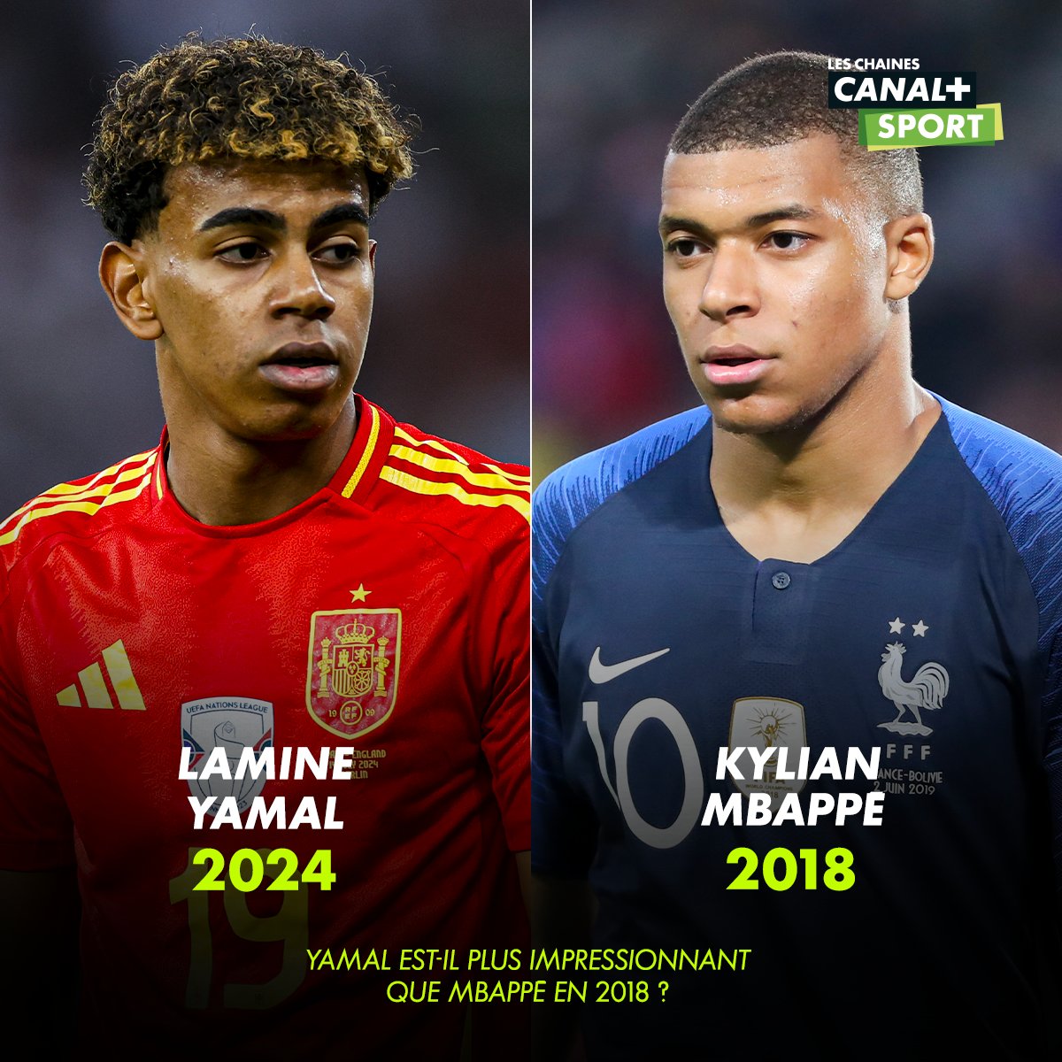 cplussportafr's tweet photo. Lamine Yamal face à la version 2018 de Mbappé ! Qui vous a le plus enflammé ? 🔥 https://t.co/HtG1Jyc3Fo