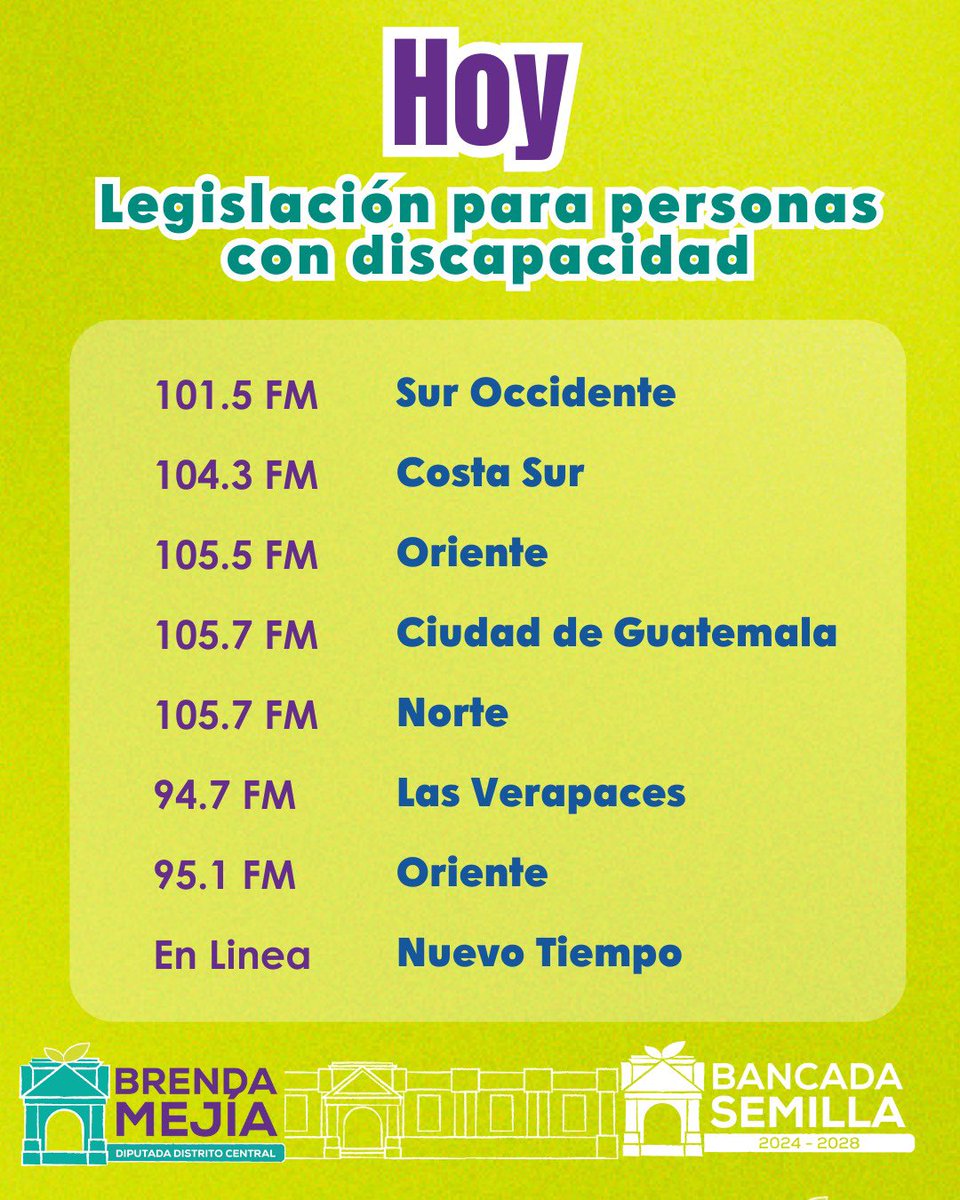 brendamejialo's tweet photo. Buen día, hoy estaré conversando en Radio Unión, aquí⤵️ te dejo las frecuencias donde puedes escuchar. También puedes estar pendiente de las redes sociales.
📆 lunes 15 de julio de 2024.
⏱️ 11:00 am.
🌱💪👊🥰🌱
#BancadaSemillaGT #SoyTuVozYTuVoto #Guatemalagt #agenda #radiounion https://t.co/LGOtMJm38F