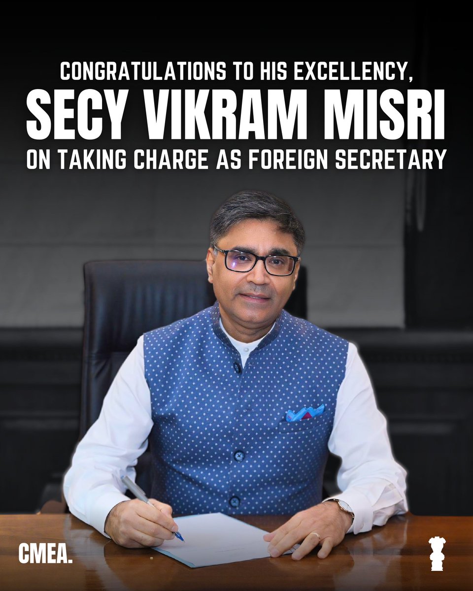 CoveringMea's tweet image. Marking a milestone in an influential and illustrious diplomatic career characterised by diverse roles of crucial importance, Shri @VikramMisri (IFS:1989) assumed position as the next Foreign Secretary of India in the Ministry of External Affairs on Monday, July 15.