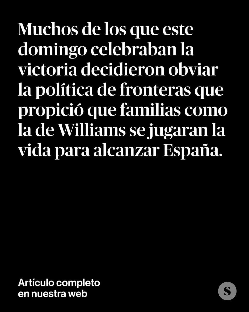 ElSaltoDiario's tweet photo. ⚽️Opinión | "Muchos de los que este domingo celebraban la victoria decidieron obviar la política de fronteras que propició que familias como la de Williams se jugaran la vida para alcanzar España."

Por @SPlazaque 
https://t.co/Tas0TmblXg https://t.co/CRYXJd0Dd3